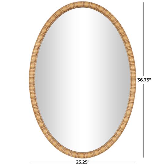 37" Brown Bohemian Framed Oval Wall Mirror